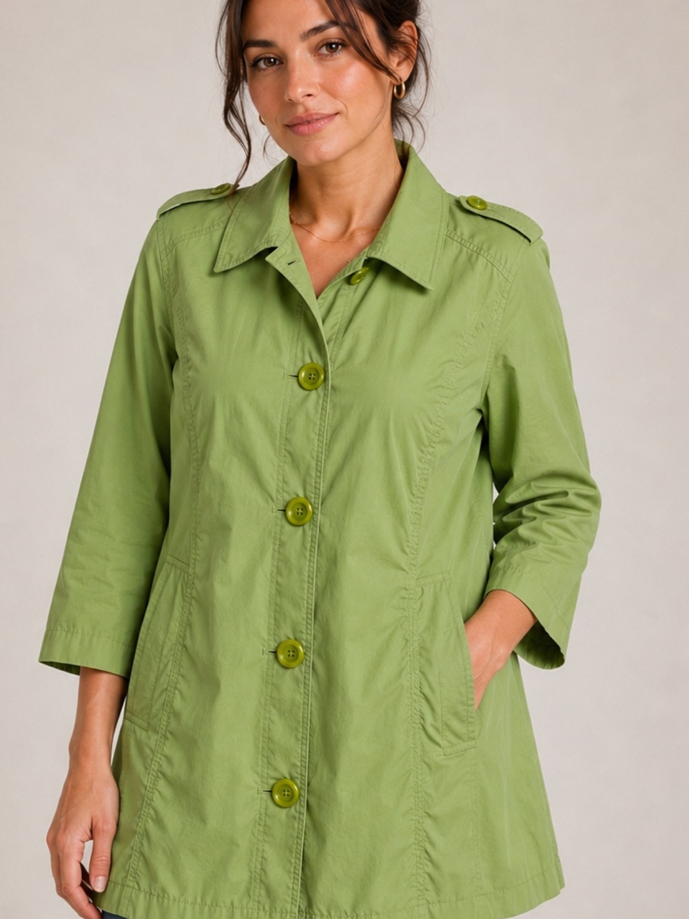Style & Co. Women’s 18W Light Sage Green 100% Cotton Utility Jacket